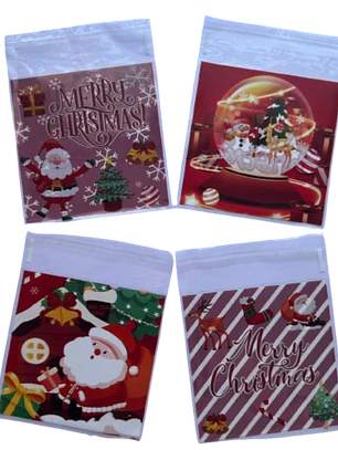 Bolsas Navidad D Celofan Autoadhesivas 100un 10x10+2cm