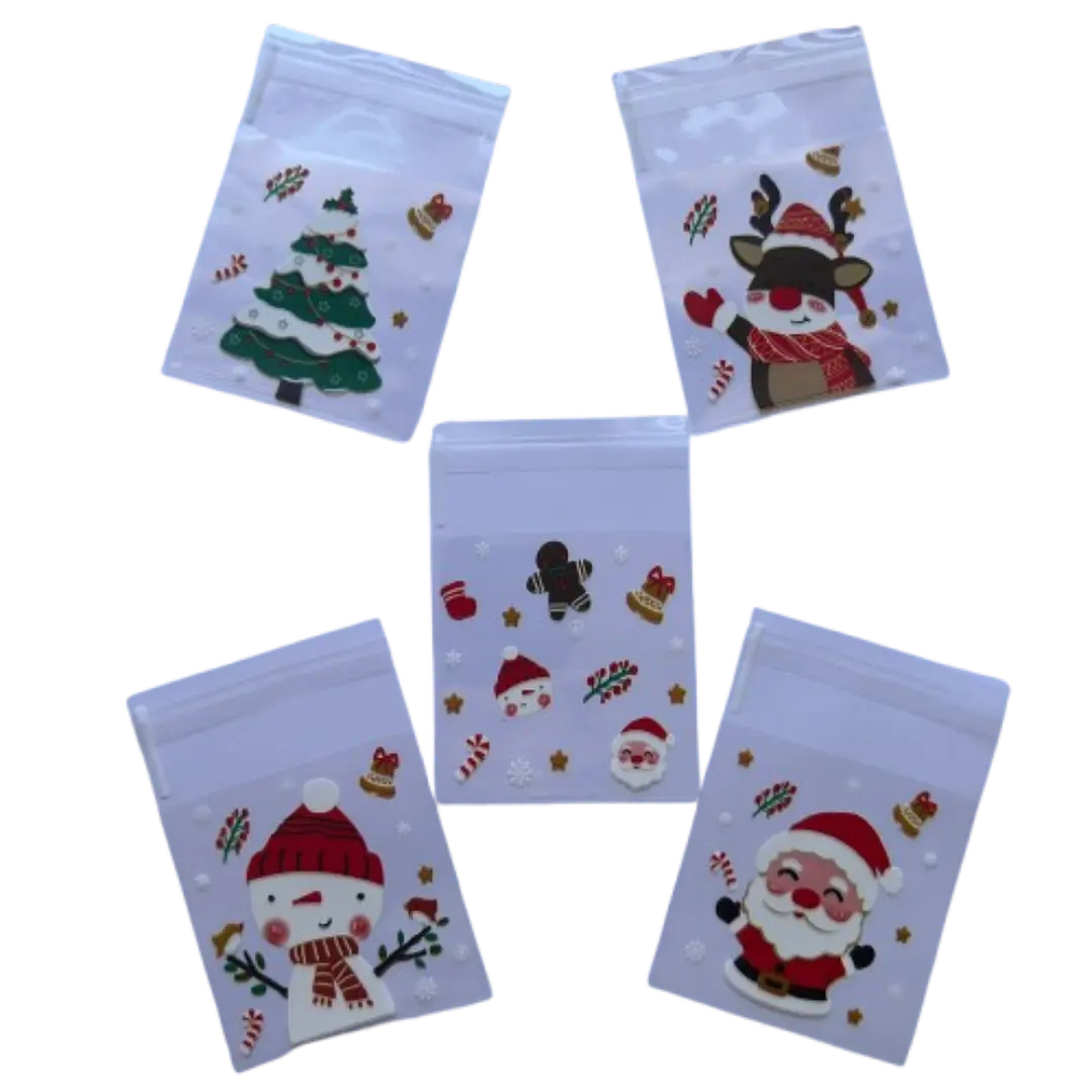 Bolsas Navidad A Celofan Autoadhesivas 100un 7x7+2cm 1
