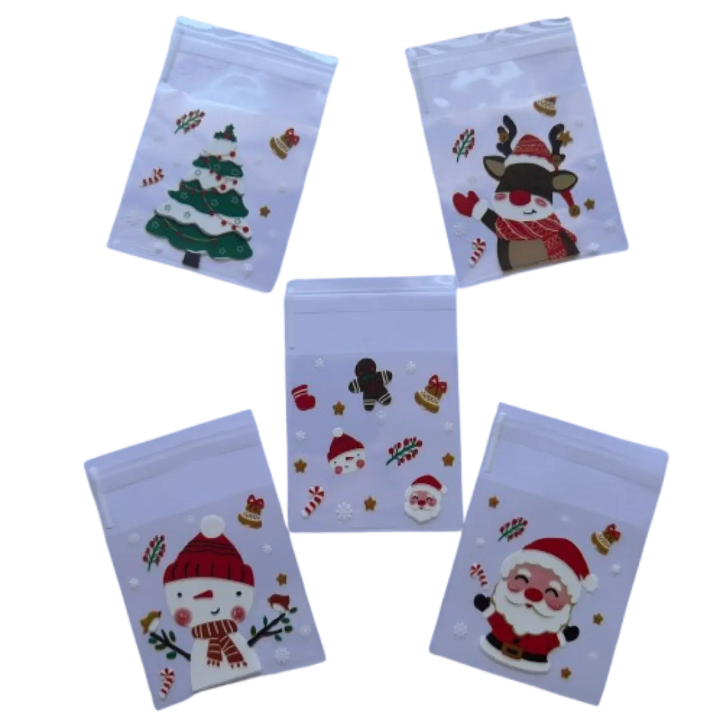 Bolsas Navidad A Celofan Autoadhesivas 100un 7x7+2cm 1