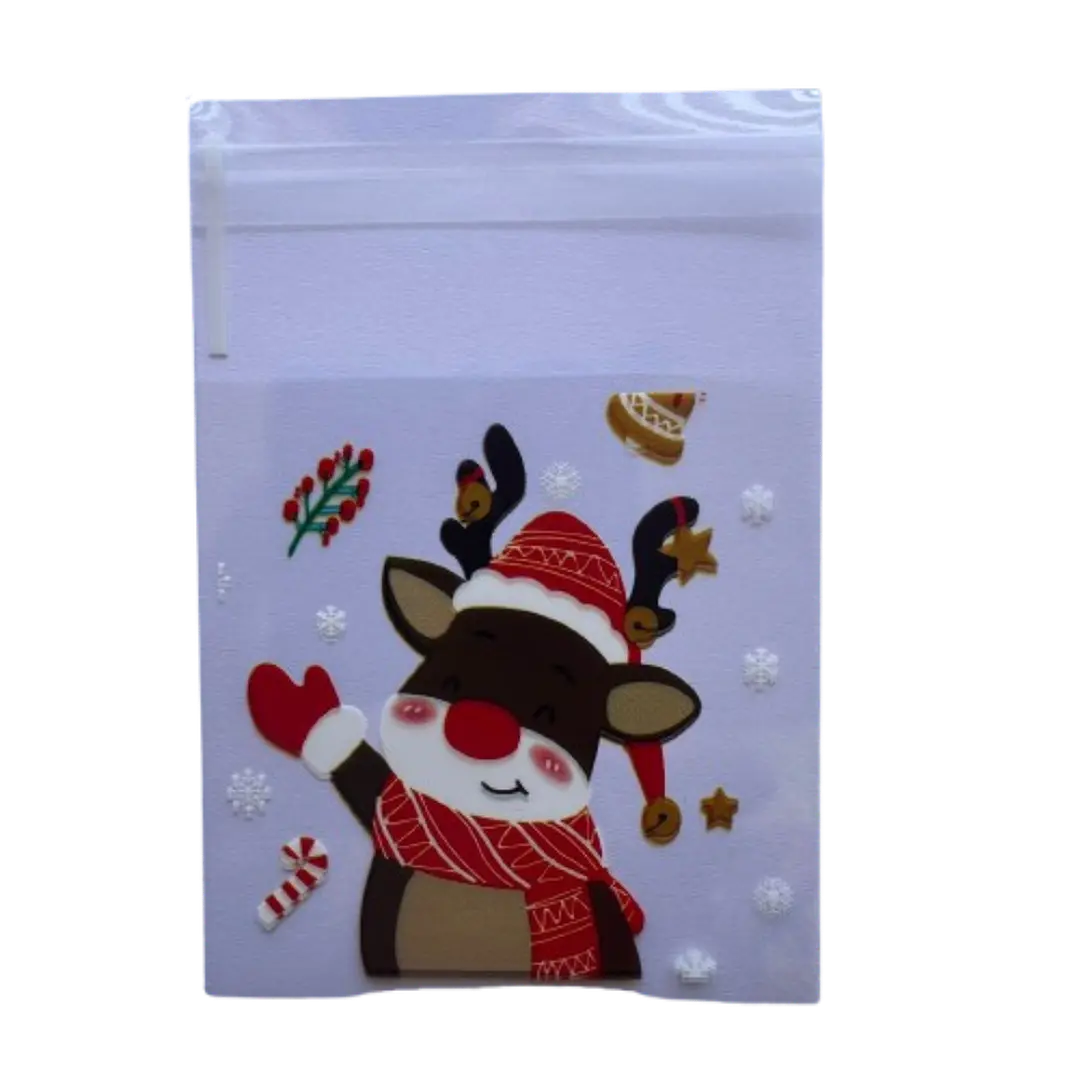 Bolsas Navidad A Celofan Autoadhesivas 100un 7x7+2cm 3