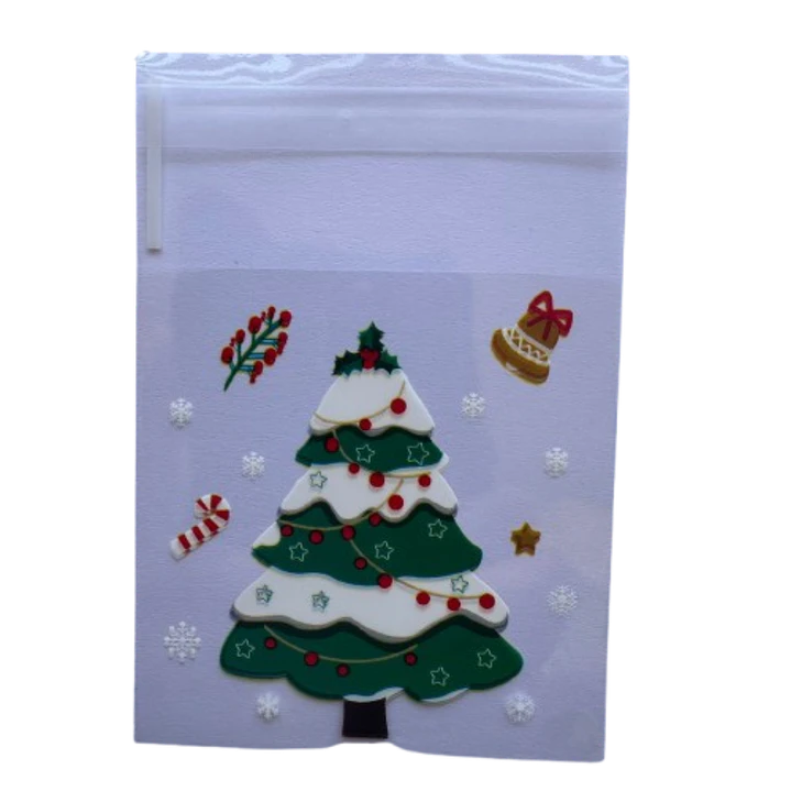 Bolsas Navidad A Celofan Autoadhesivas 100un 7x7+2cm 6
