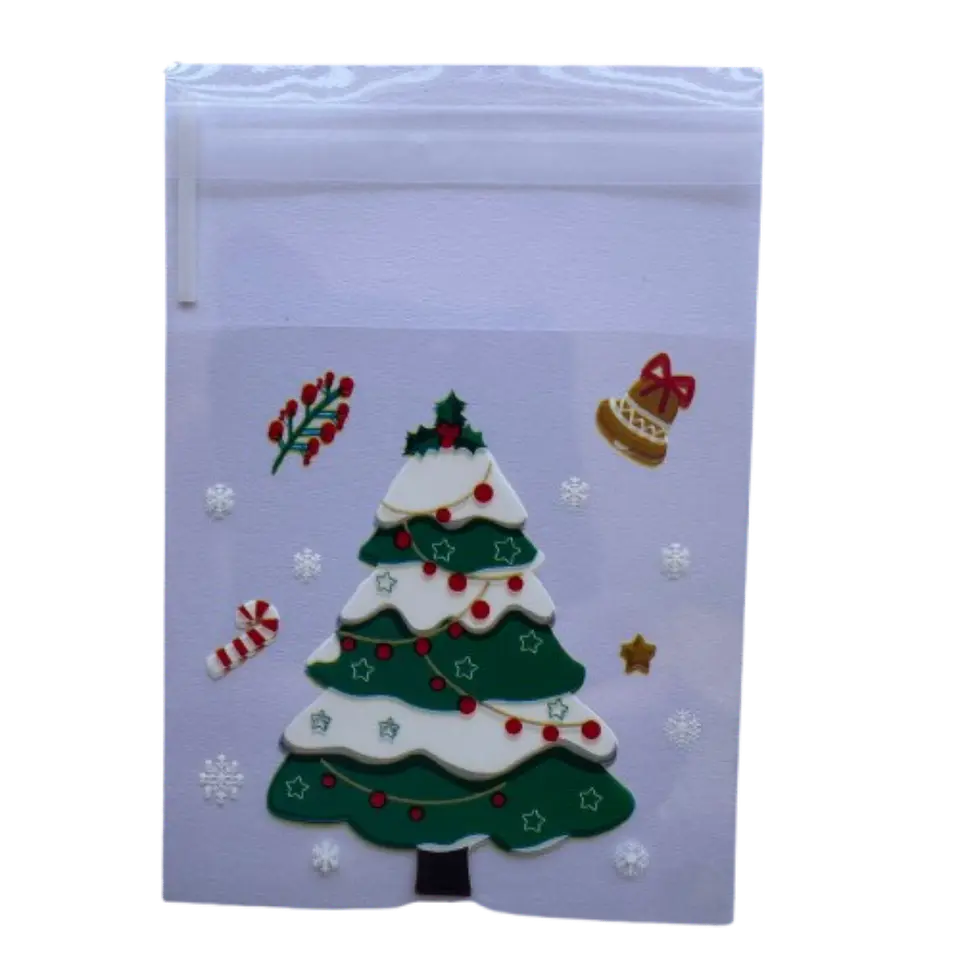 Bolsas Navidad A Celofan Autoadhesivas 100un 7x7+2cm 6