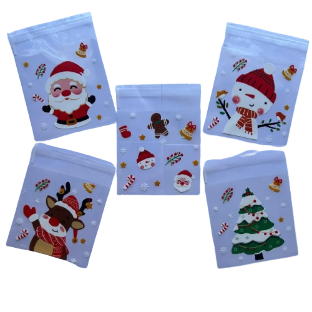 Bolsas Navidad C Celofan Autoadhesivas 100un 10x10+2cm 1