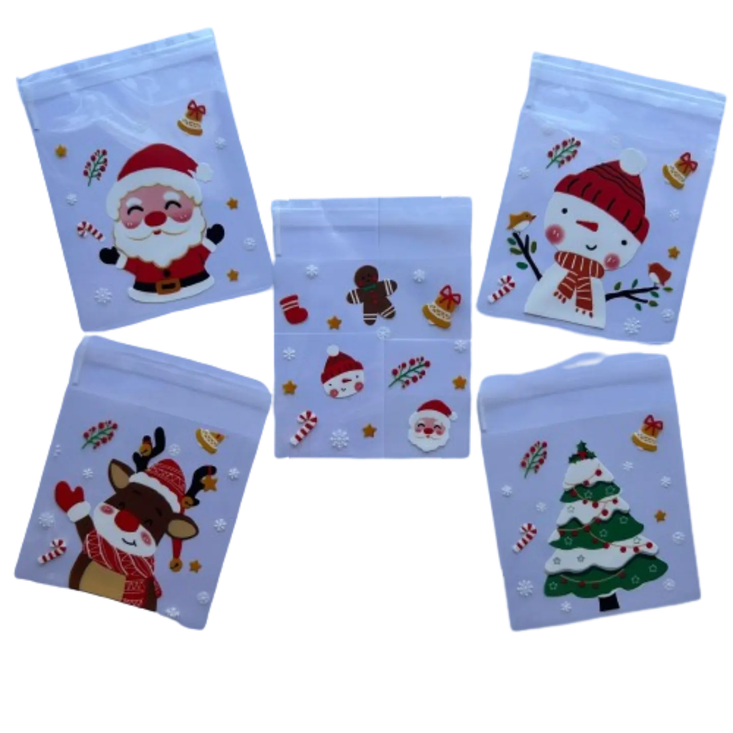 Bolsas Navidad C Celofan Autoadhesivas 100un 10x10+2cm 1