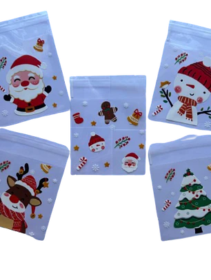 Bolsas Navidad C Celofan Autoadhesivas 100un 10x10+2cm