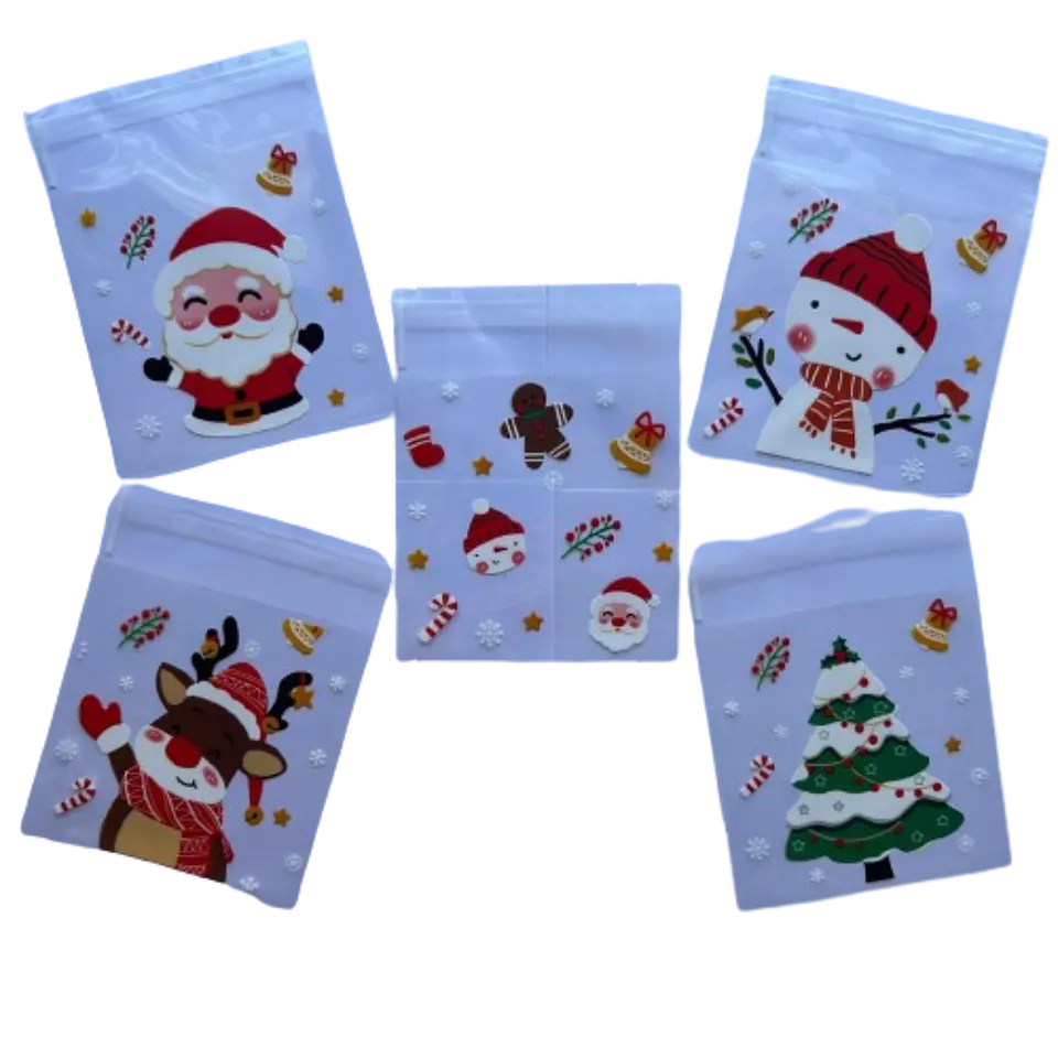 Bolsas Navidad C Celofan Autoadhesivas 100un 10x10+2cm 1