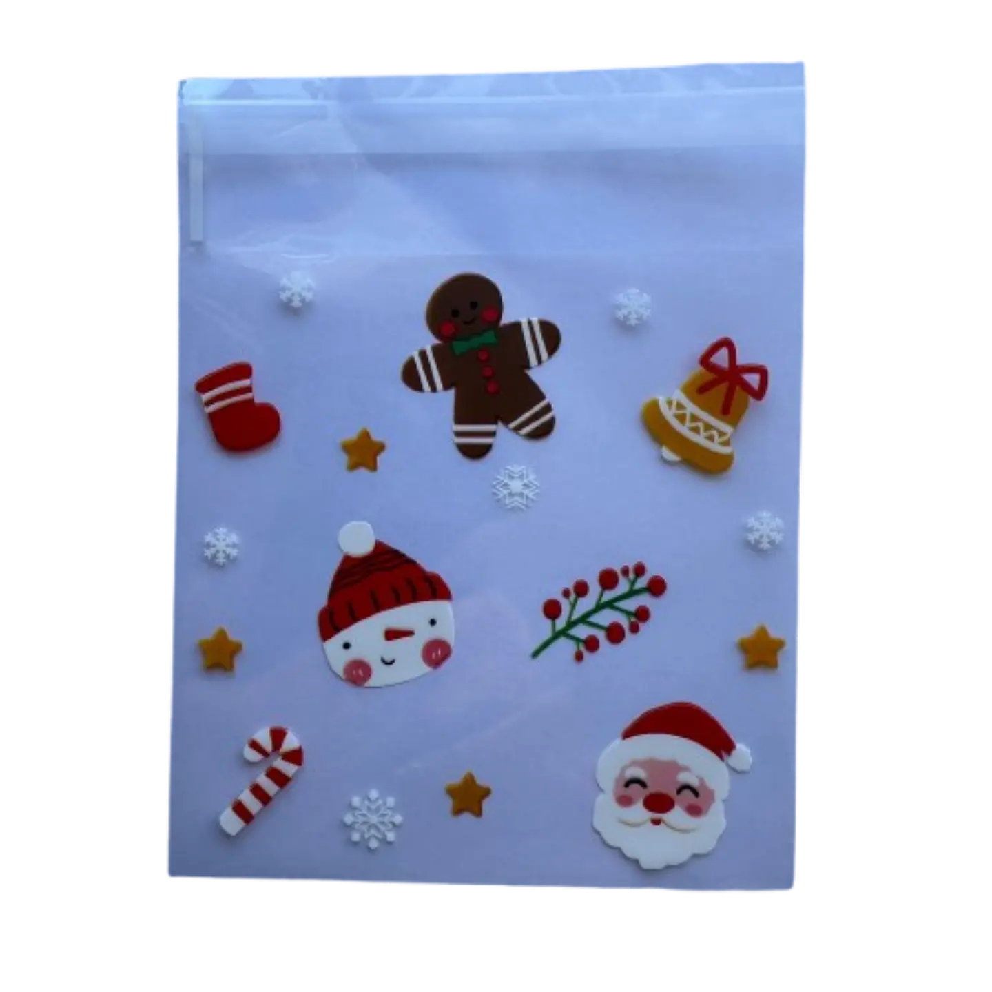 Bolsas Navidad C Celofan Autoadhesivas 100un 10x10+2cm 2
