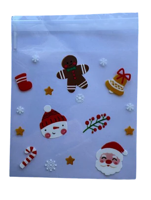 Bolsas Navidad C Celofan Autoadhesivas 100un 10x10+2cm