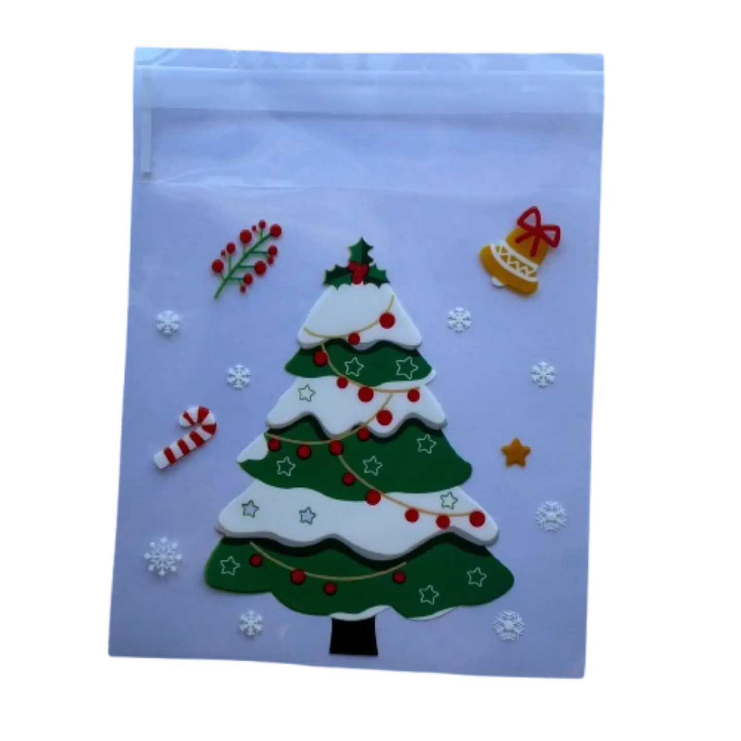 Bolsas Navidad C Celofan Autoadhesivas 100un 10x10+2cm 3