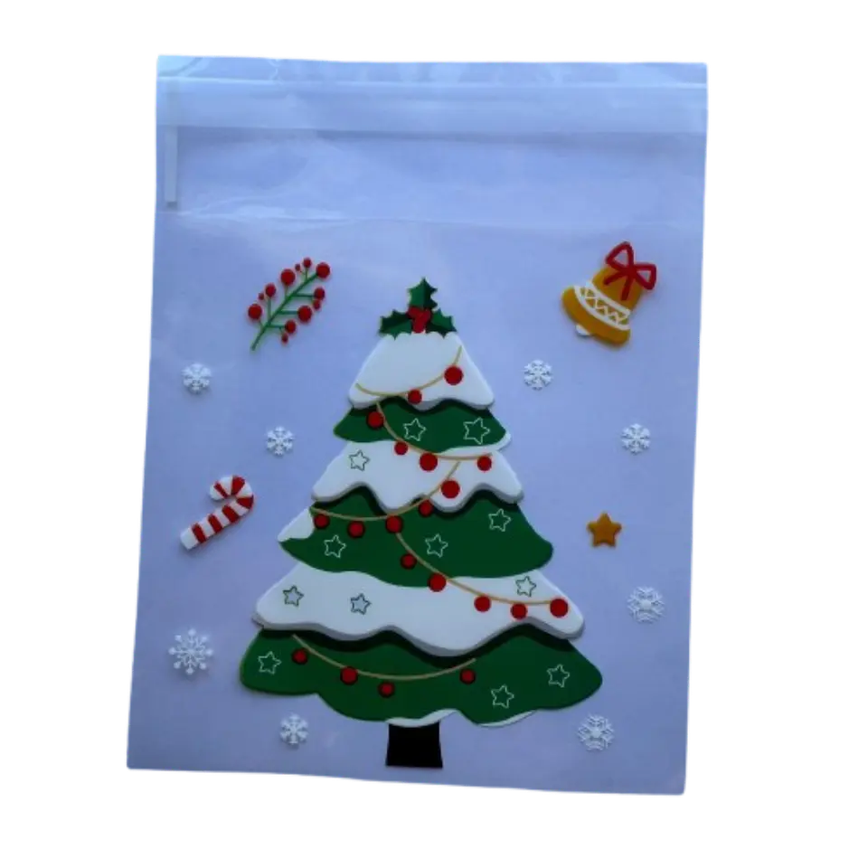 Bolsas Navidad C Celofan Autoadhesivas 100un 10x10+2cm 3