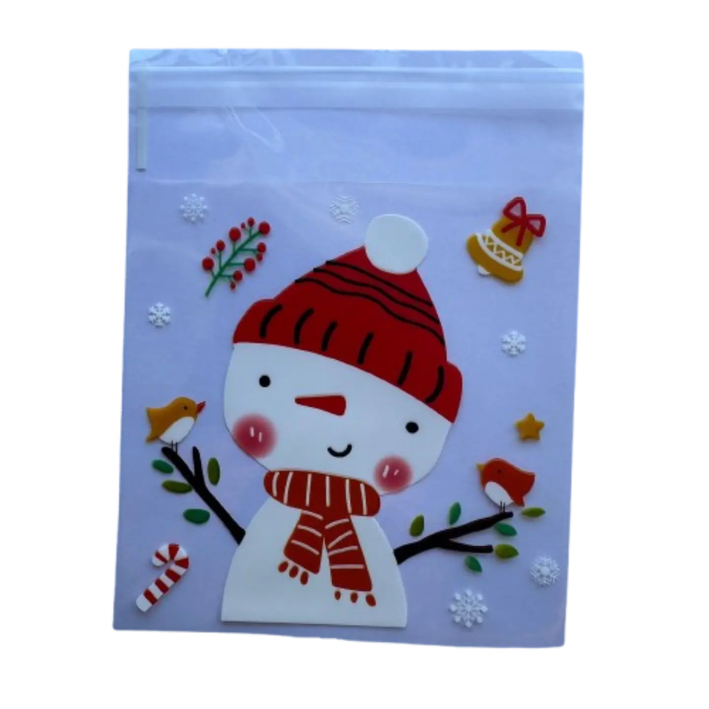Bolsas Navidad C Celofan Autoadhesivas 100un 10x10+2cm 5