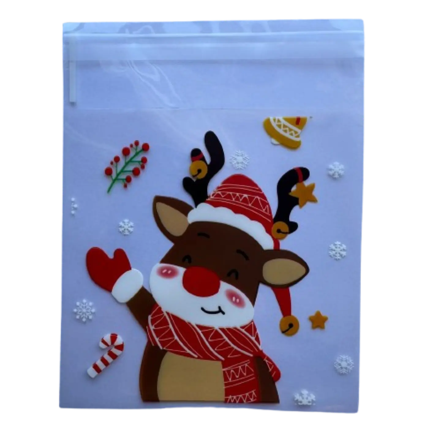 Bolsas Navidad C Celofan Autoadhesivas 100un 10x10+2cm 6