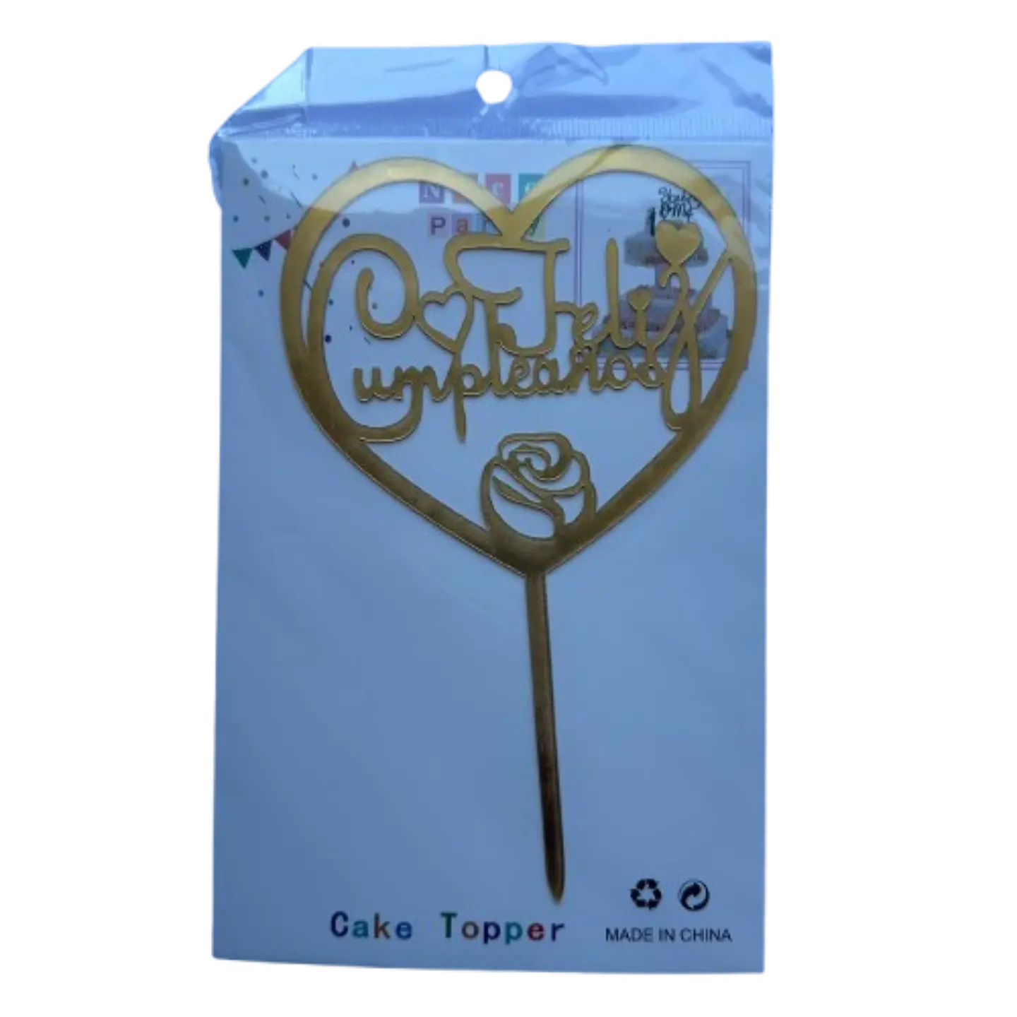 Topper Feliz Cumpleaños 5 Dorado 2