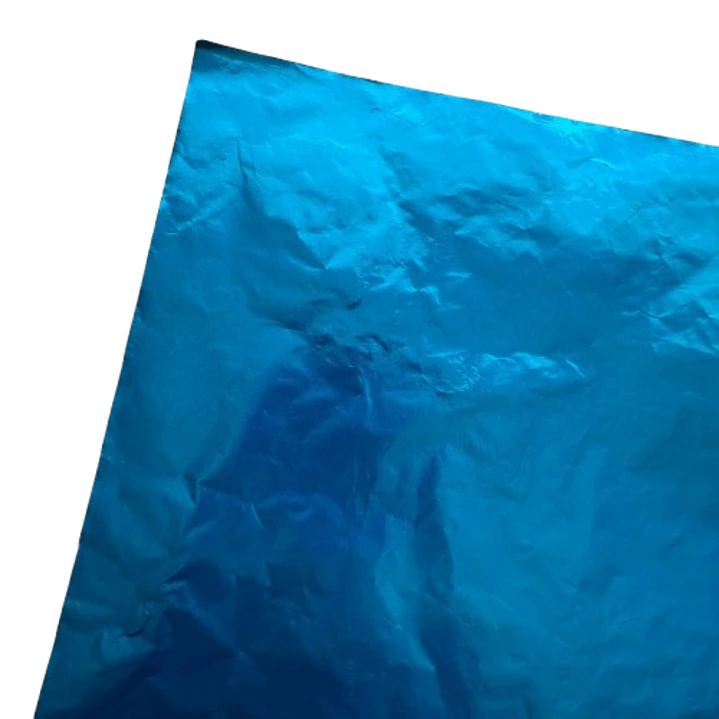 Pack 5 Pliego Papel Aluminio Azul Para Chocolate 43x58cm 2