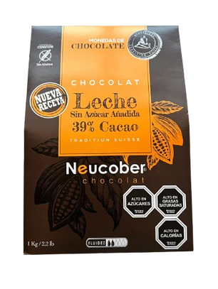 Chocolate 39% Cacao Leche Sin Azucar Monedas Neucober 1kg