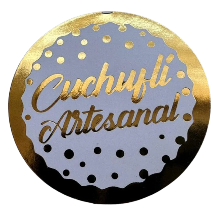 Sticker Cuchufli Artesanal Dorado 100un 38mm 1