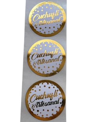 Sticker Cuchufli Artesanal Dorado 100un 38mm