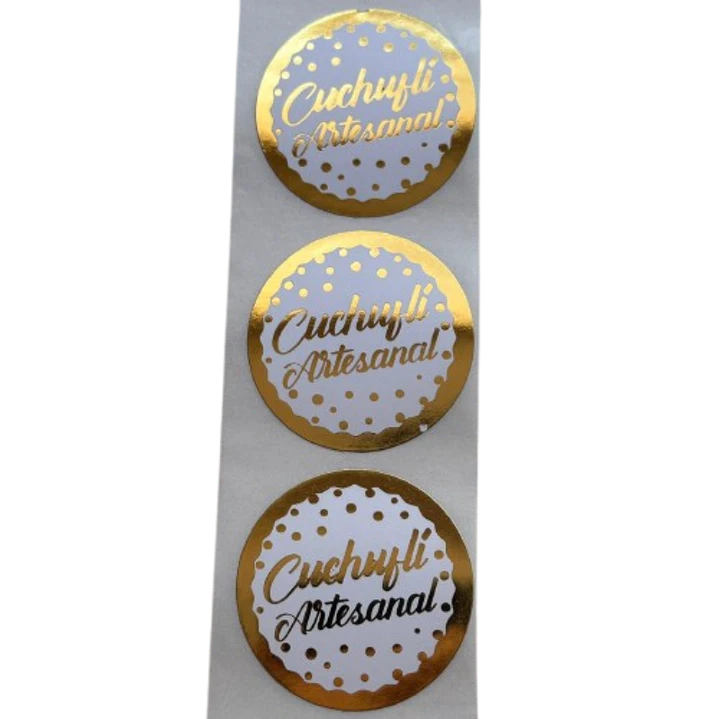 Sticker Cuchufli Artesanal Dorado 100un 38mm 2