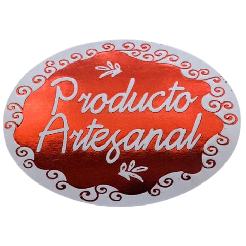 Sticker Producto Artesanal Rojo 100un 38mm