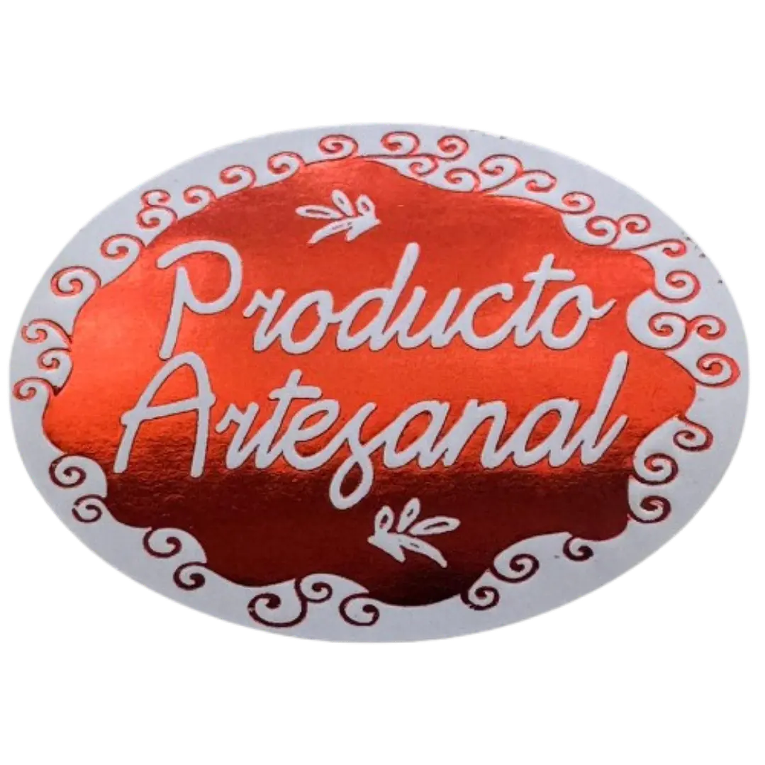 Sticker Producto Artesanal Rojo 100un 38mm 1