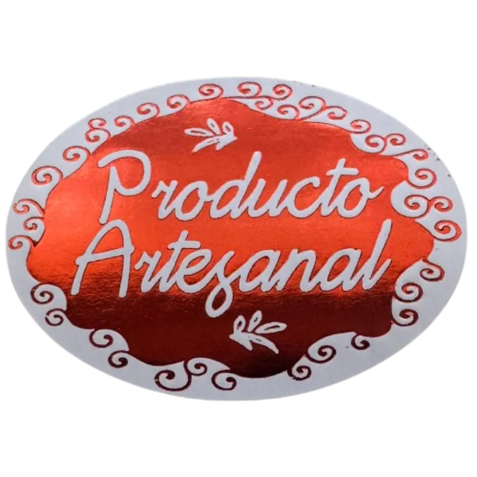 Sticker Producto Artesanal Rojo 100un 38mm 1
