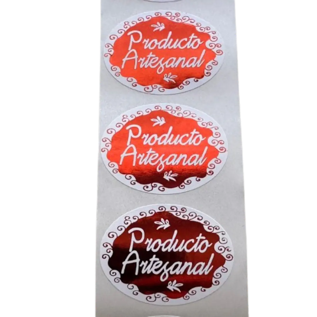 Sticker Producto Artesanal Rojo 100un 38mm 2
