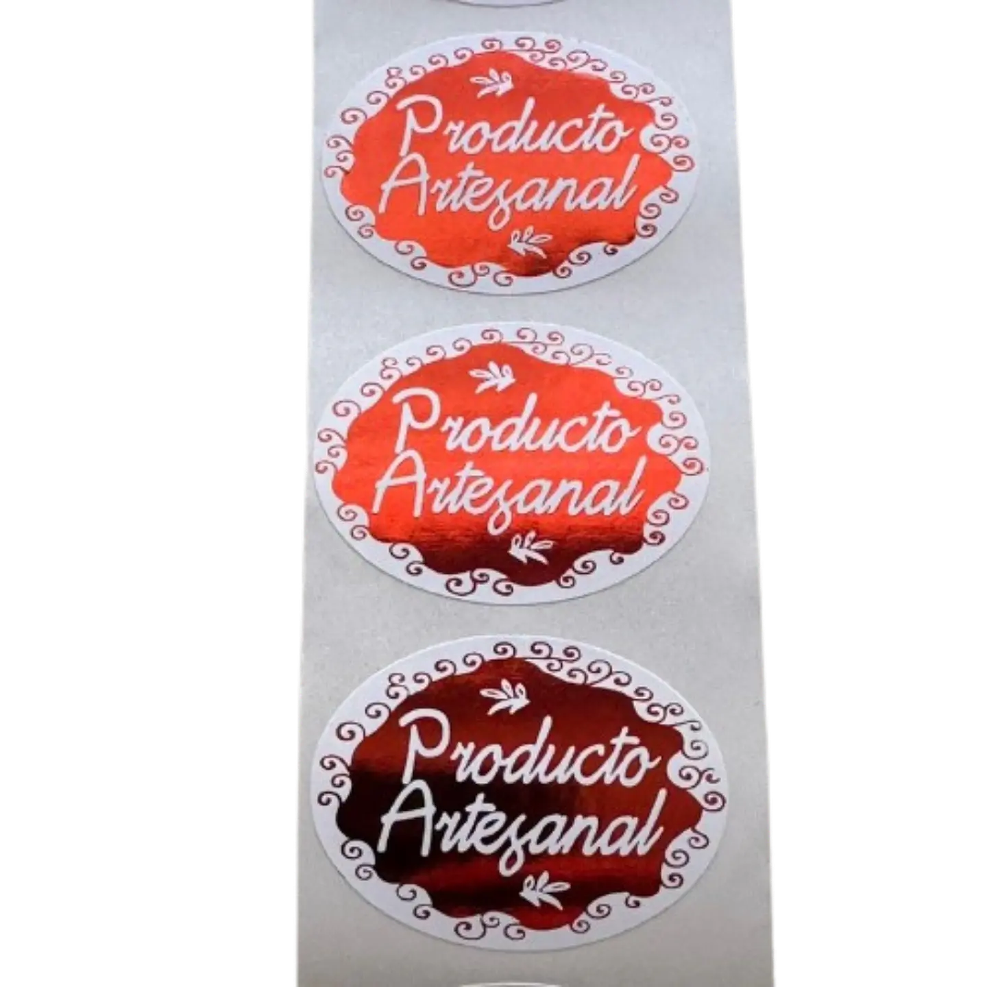 Sticker Producto Artesanal Rojo 100un 38mm 2