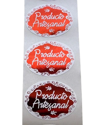Sticker Producto Artesanal Rojo 100un 38mm