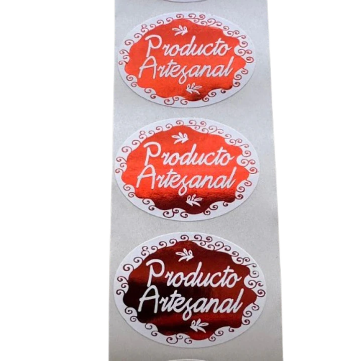 Sticker Producto Artesanal Rojo 100un 38mm 2