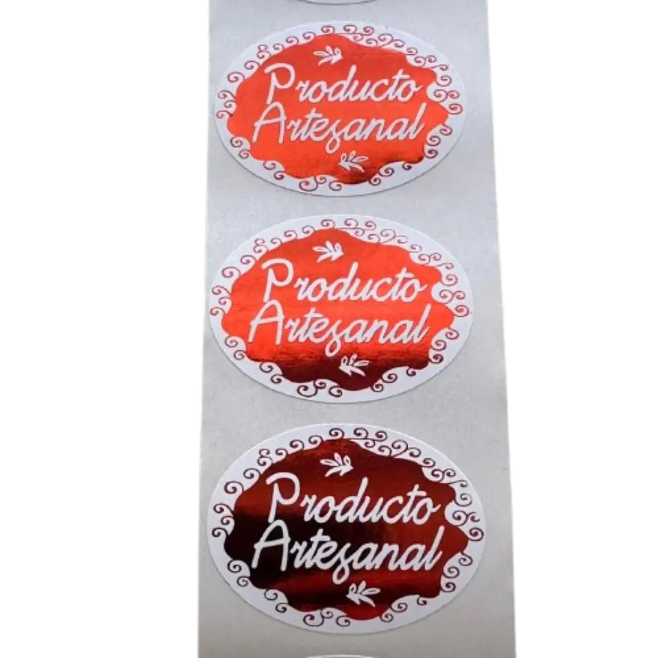 Sticker Producto Artesanal Rojo 100un 38mm 2