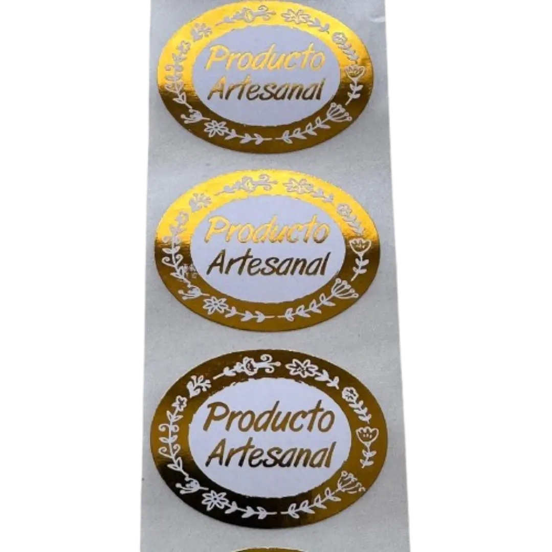Sticker Producto Artesanal Dorado 100un 38mm 2
