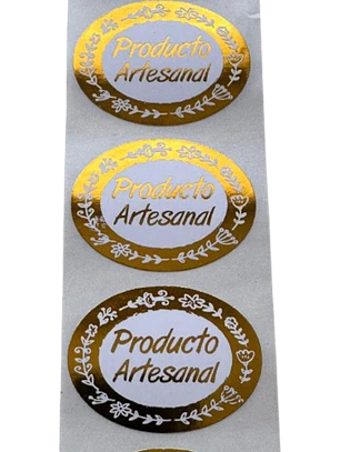 Sticker Producto Artesanal Dorado 100un 38mm