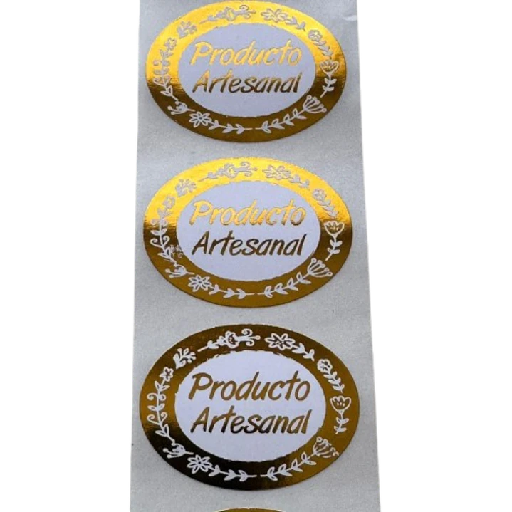 Sticker Producto Artesanal Dorado 100un 38mm 2