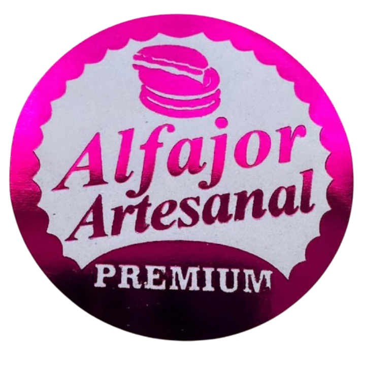 Sticker Alfajor Fucsia 100un 38mm 1