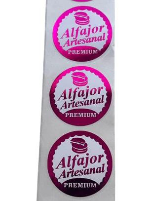 Sticker Alfajor Fucsia 100un 38mm