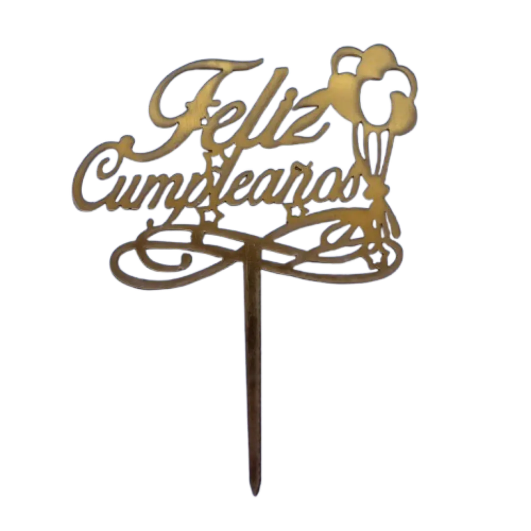 Topper Feliz Cumpleaños 7 Dorado 1