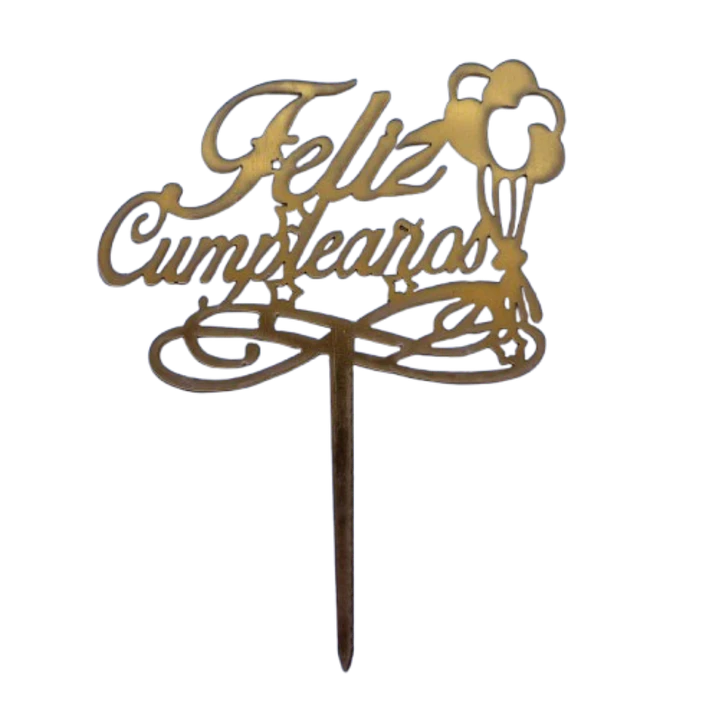 Topper Feliz Cumpleaños 7 Dorado 1