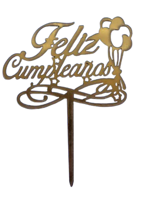 Topper Feliz Cumpleaños 7 Dorado