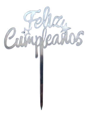 Topper Feliz Cumpleaños 6 Plateado