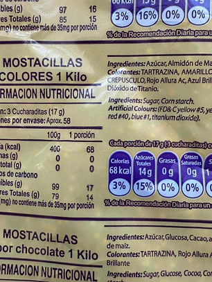 Mostacilla Multicolor Comestible Merello 1 kg