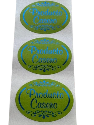 Sticker Producto Casero Verde Pistacho 100un 38mm