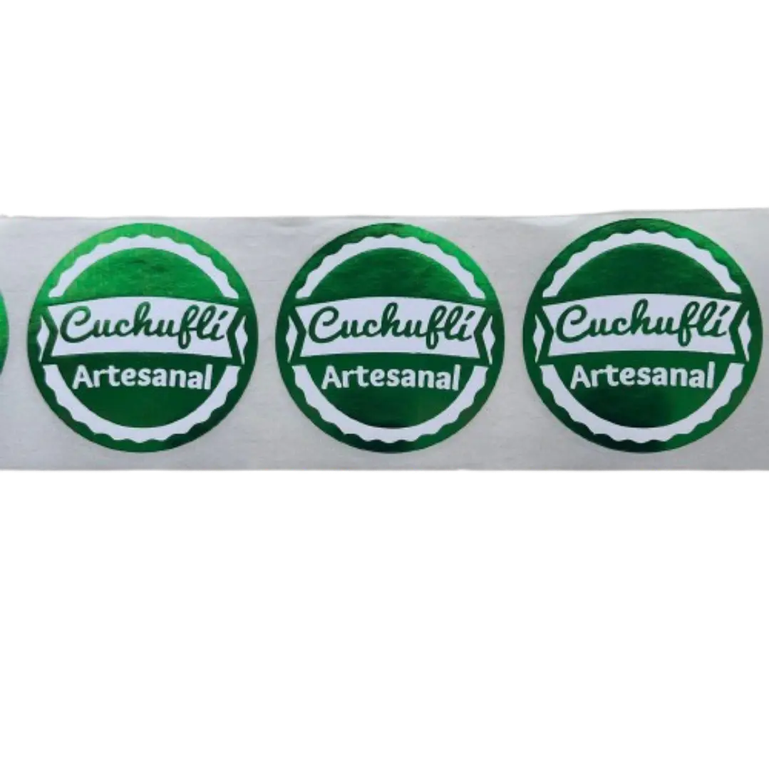 Sticker Cuchufli Artesanal Verde 100un 38mm 2