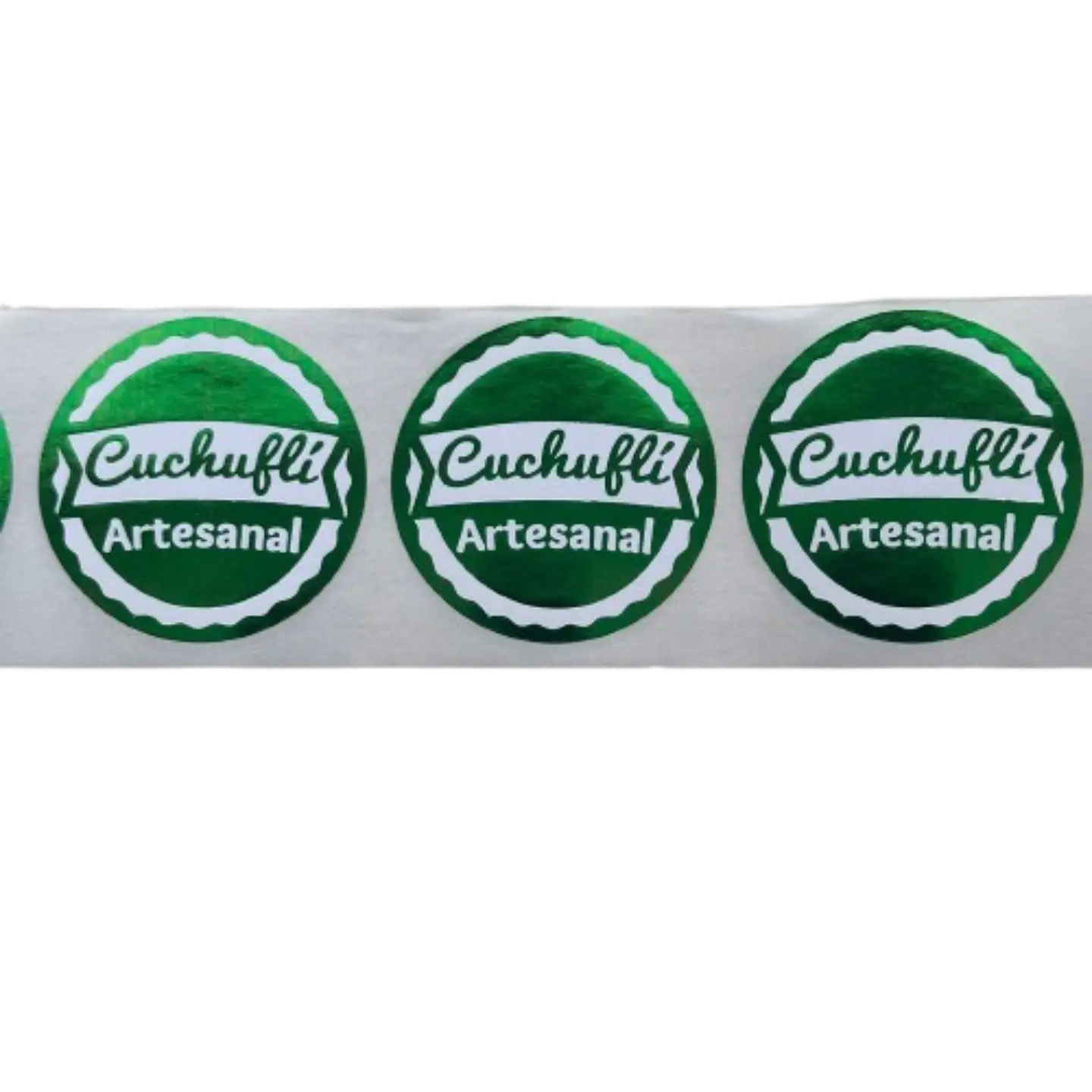 Sticker Cuchufli Artesanal Verde 100un 38mm 2