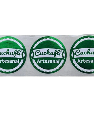 Sticker Cuchufli Artesanal Verde 100un 38mm