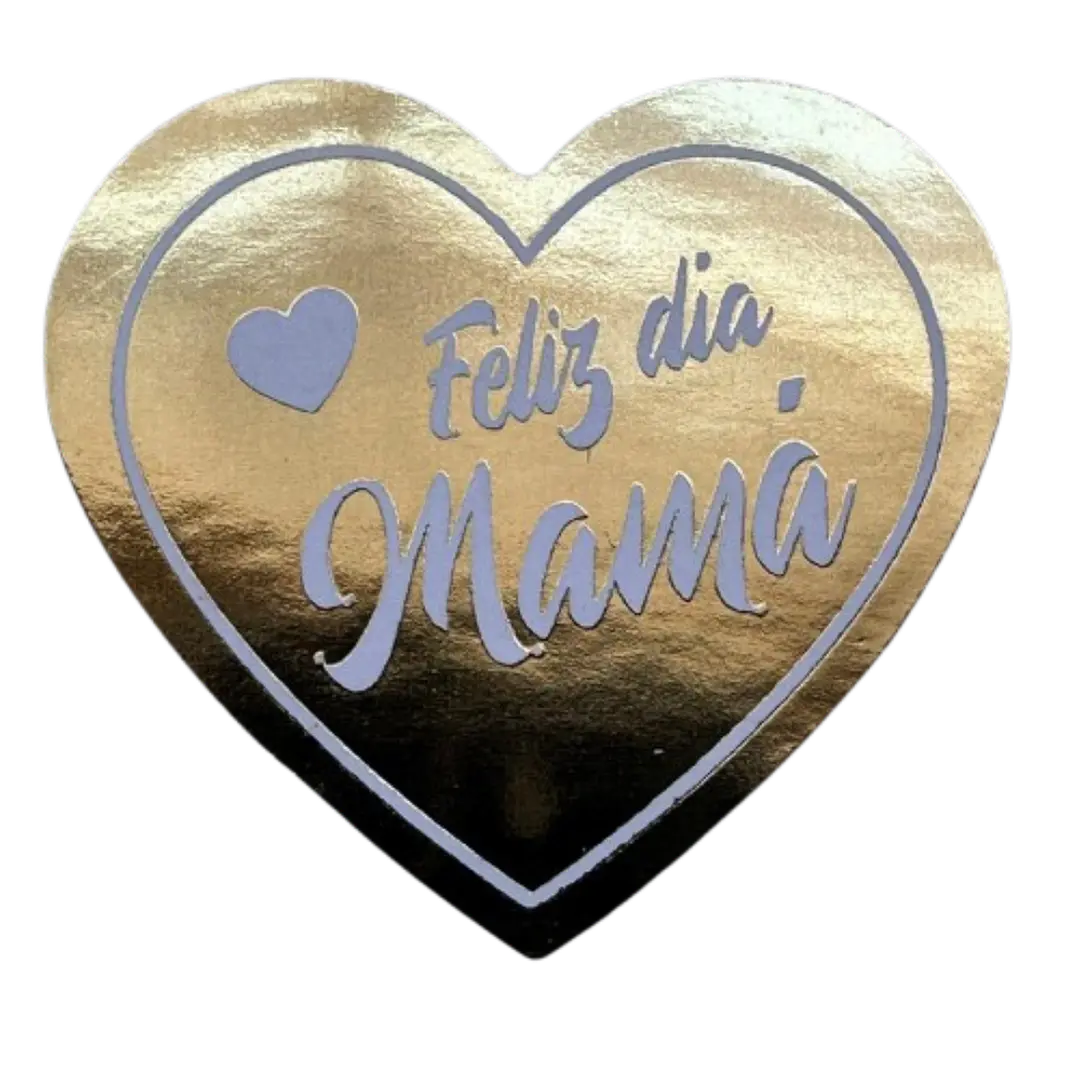 Sticker Feliz Dia Mama Corazon Dorado 100un 35mm 1
