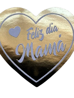 Sticker Feliz Dia Mama Corazon Dorado 100un 35mm