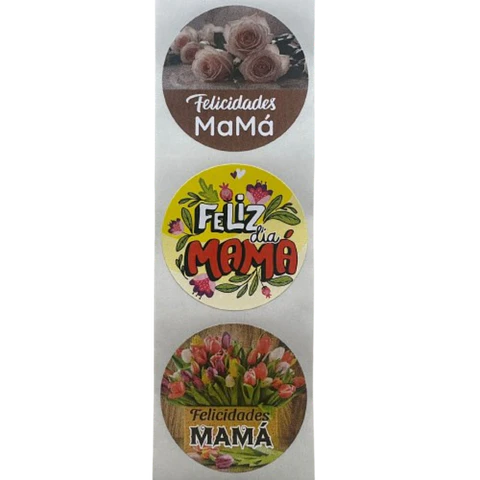 Sticker Feliz Dia Mama B 100un 38mm