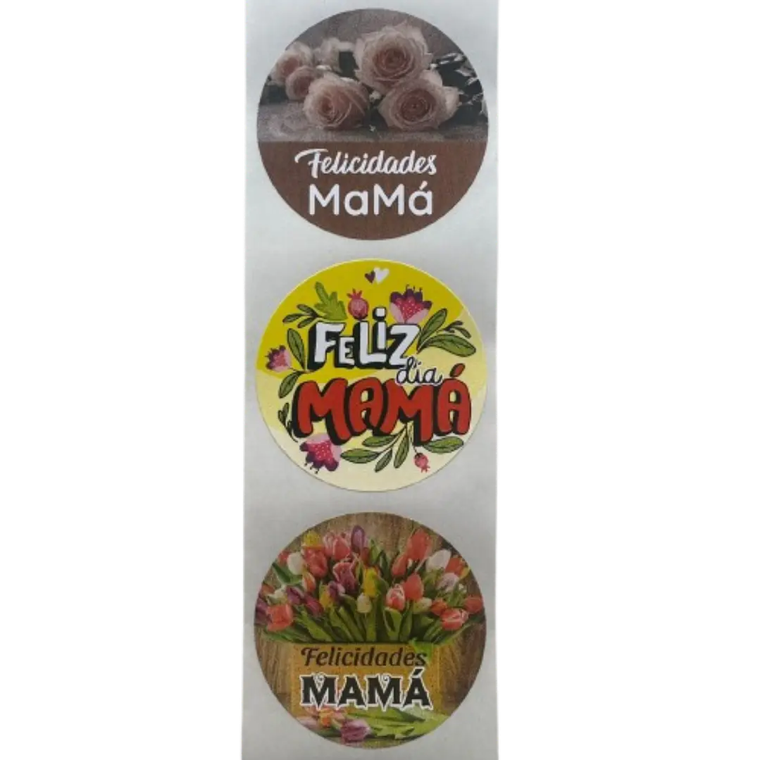Sticker Feliz Dia Mama B 100un 38mm 1