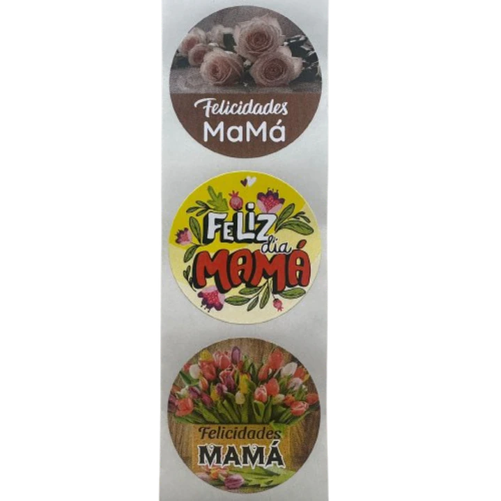 Sticker Feliz Dia Mama B 100un 38mm 1