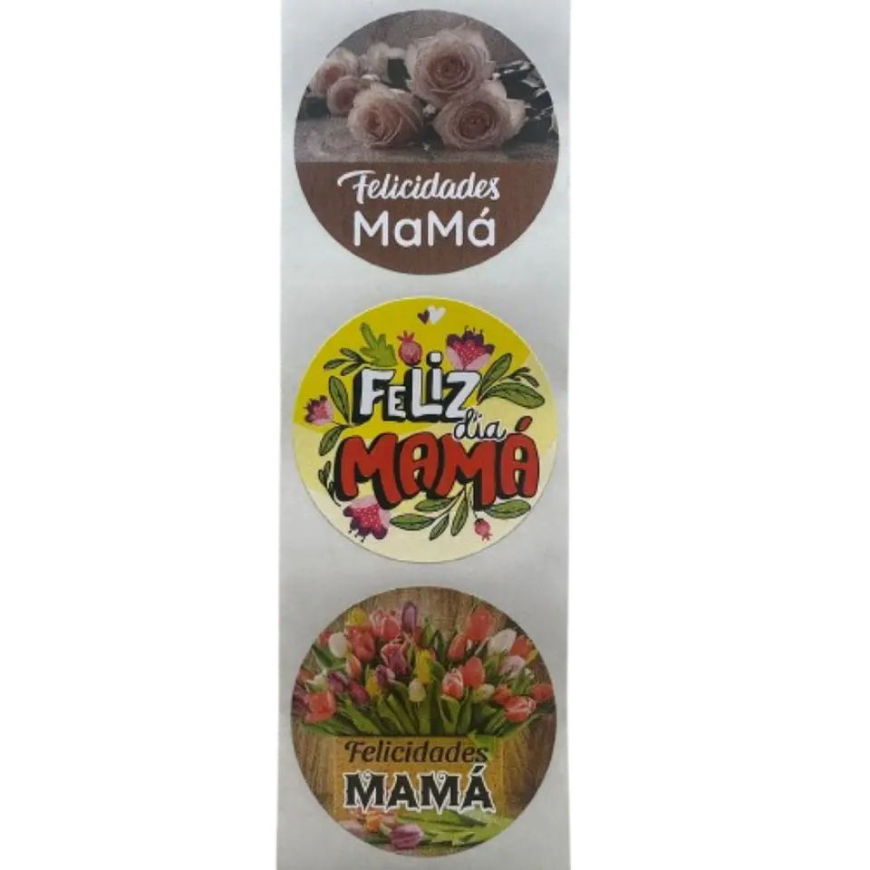 Sticker Feliz Dia Mama B 100un 38mm 1